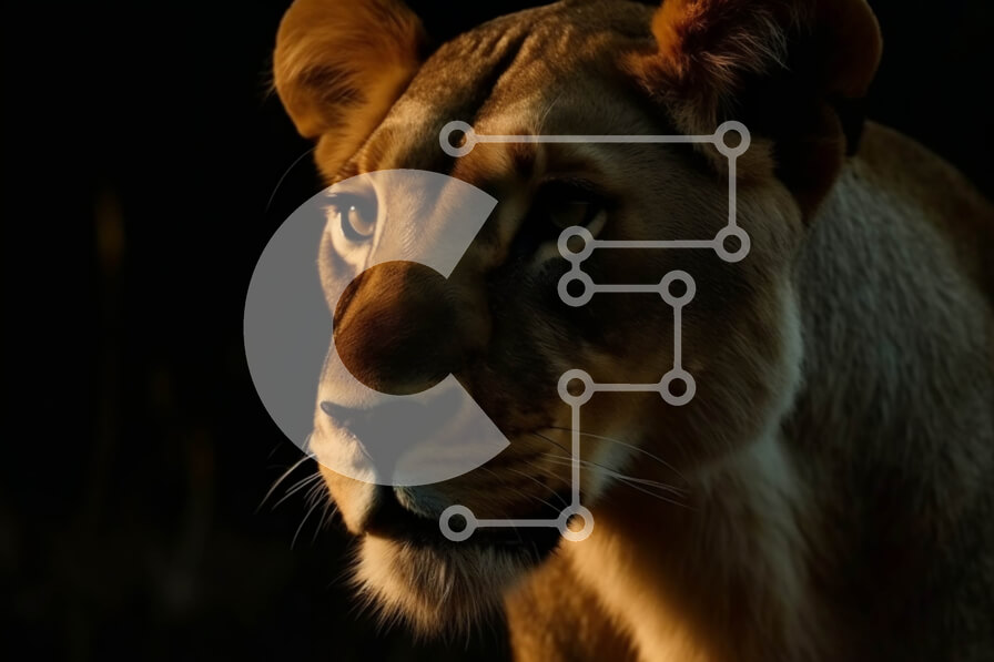 Σετ των 2 Intra Συλλεκτικό Ξύλινο Παζλ Plywood  4mm - Όμορφη εικόνα μιας λέαινας στο σκοτάδι Σε Ξύλινο Κουτί - Διαστάσεις: 10x10 cm – 25 κομμάτια