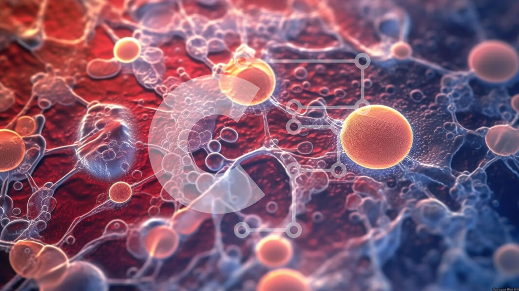 Intra Συλλεκτικό Ξύλινο Παζλ Plywood  4mm - Μικροσκοπική εικόνα ερυθρών και μπλε αιμοσφαιρίων Σε Ξύλινο Κουτί - Διαστάσεις Puzzle: 10x10 cm – 25 κομμάτια