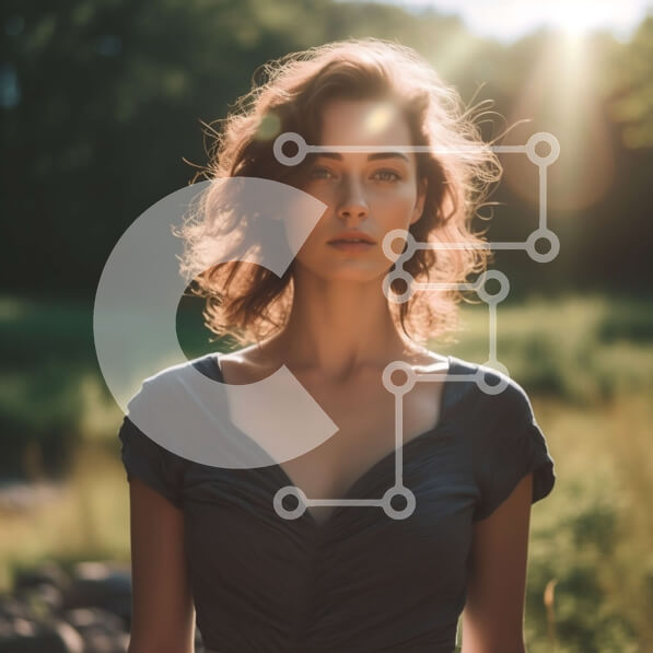 Intra Συλλεκτικό Ξύλινο Παζλ Plywood  4mm - Ειρηνική και στοχαστική γυναίκα που στέκεται σε ένα χωράφι Σε Ξύλινο Κουτί - Διαστάσεις Puzzle: 10x10 cm – 25 κομμάτια