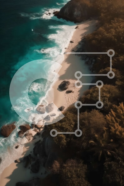 Σετ των 2 Intra Συλλεκτικό Ξύλινο Παζλ Plywood  4mm - Εκπληκτική εναέρια θέα σε μια τροπική παραλία με καταγάλανα νερά και καταπράσινα δέντρα Σε Ξύλινο Κουτί - Διαστάσεις: 10x10 cm – 25 κομμάτια