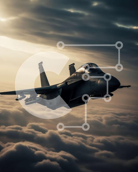 Intra Συλλεκτικό Ξύλινο Παζλ Plywood  4mm - Εκπληκτική εικόνα ενός μαχητικού αεροσκάφους σε πτήση στο ηλιοβασίλεμα Σε Ξύλινο Κουτί - Διαστάσεις Puzzle: 10x10 cm – 25 κομμάτια