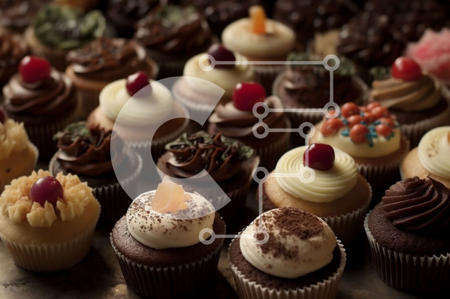 Σετ των 2 Intra Συλλεκτικό Ξύλινο Παζλ Plywood  4mm - Λαχταριστά cupcakes με ποικιλία γαρνιτούρων και διακοσμήσεων Σε Ξύλινο Κουτί - Διαστάσεις: 10x10 cm – 25 κομμάτια