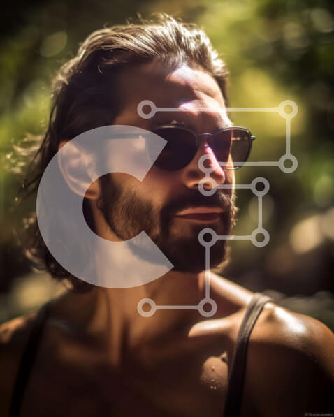 Intra Συλλεκτικό Ξύλινο Παζλ Plywood  4mm - Κομψός άντρας με μακριά μαλλιά και γένια στη μέση της φύσης Σε Ξύλινο Κουτί - Διαστάσεις: 10x10 cm – 25 κομμάτια