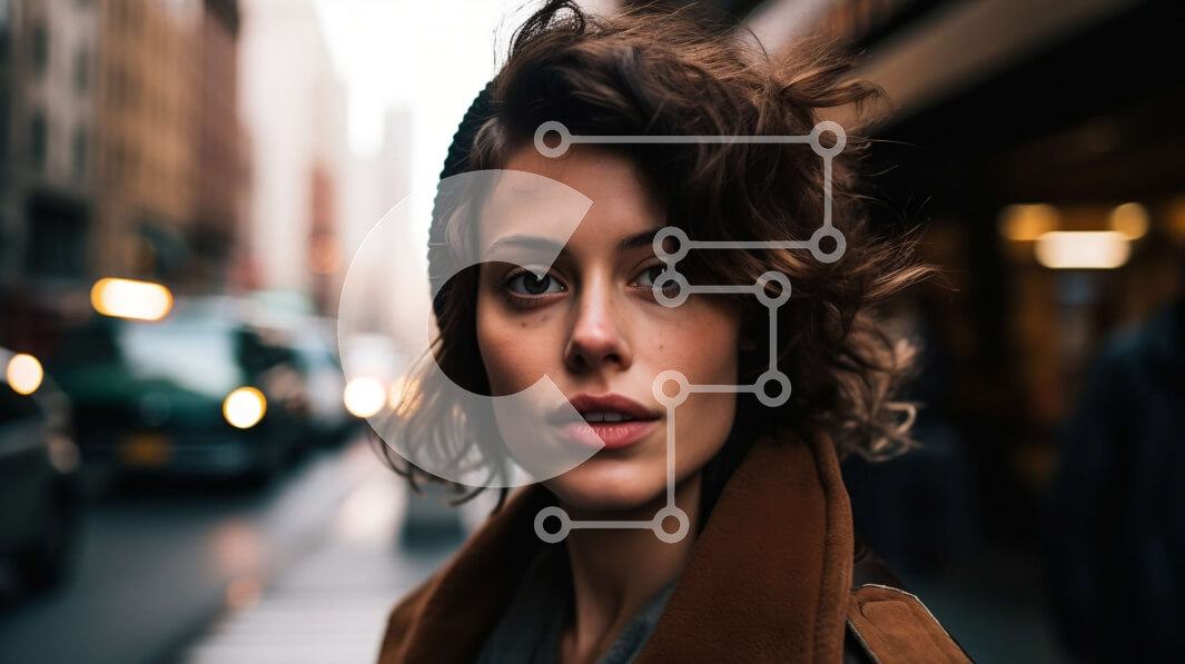 Intra Συλλεκτικό Ξύλινο Παζλ Plywood  4mm - Γυναίκα με καφέ σακάκι που κοιτάζει μακριά στην οδό της πόλης Σε Ξύλινο Κουτί - Διαστάσεις Puzzle: 10x10 cm – 25 κομμάτια