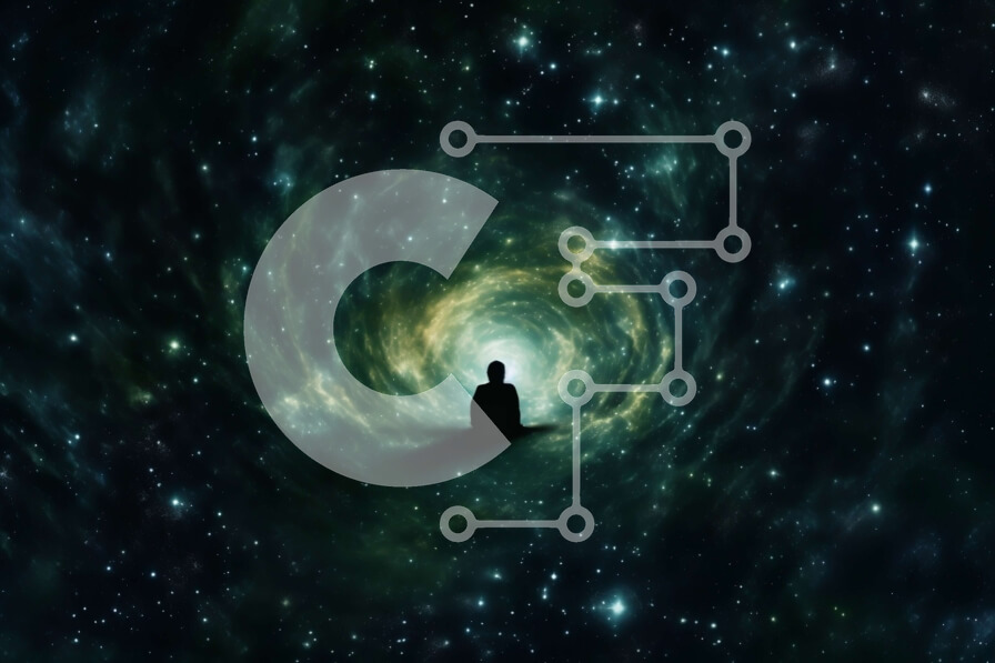 Intra Συλλεκτικό Ξύλινο Παζλ Plywood  4mm - Σπειροειδής γαλαξίας με άτομο που κάθεται στο κέντρο που περιβάλλεται από αστέρια και νεφελώματα Σε Ξύλινο Κουτί - Διαστάσεις Puzzle: 10x10 cm – 25 κομμάτια