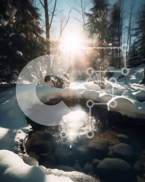 Intra Συλλεκτικό Ξύλινο Παζλ Plywood  4mm - Όμορφη εικόνα μιας μικρής λίμνης σε ένα χιονισμένο δάσος Σε Ξύλινο Κουτί - Διαστάσεις: 10x10 cm – 25 κομμάτια