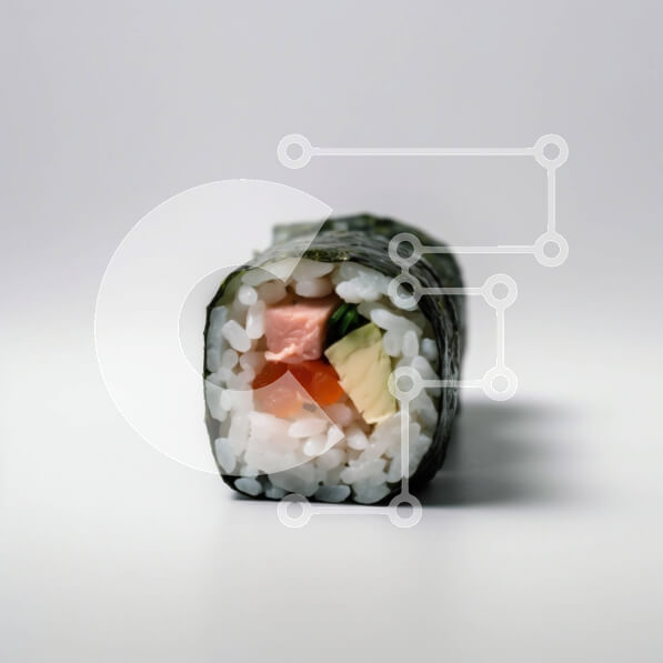 Σετ των 2 Intra Συλλεκτικό Ξύλινο Παζλ Plywood  4mm - Νόστιμο ρολό σούσι με αβοκάντο, σολομό και ρύζι Σε Ξύλινο Κουτί - Διαστάσεις: 10x10 cm – 25 κομμάτια