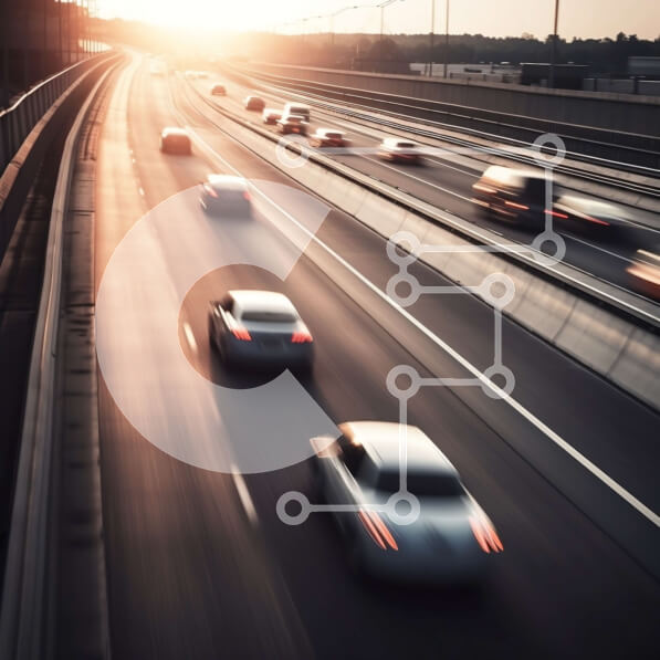 Intra Συλλεκτικό Ξύλινο Παζλ Plywood  4mm - Όμορφη θέα στο ηλιοβασίλεμα των πολλαπλών λωρίδων κυκλοφορίας σε έναν πολυσύχναστο αυτοκινητόδρομο Σε Ξύλινο Κουτί - Διαστάσεις Puzzle: 10x10 cm – 25 κομμάτια