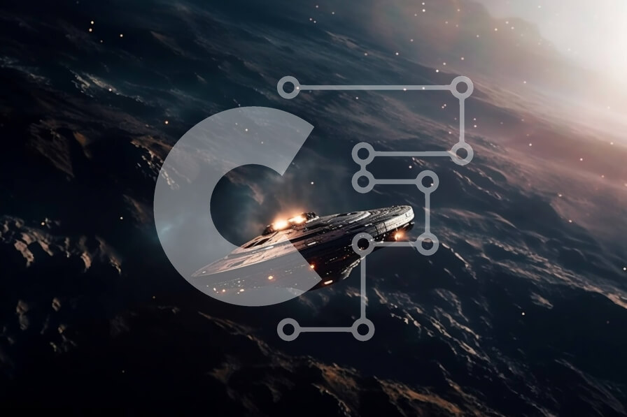 Intra Συλλεκτικό Ξύλινο Παζλ Plywood  4mm - Διαστημόπλοιο που πετάει στο διάστημα με αστέρια στο φόντο Σε Ξύλινο Κουτί - Διαστάσεις Puzzle: 10x10 cm – 25 κομμάτια