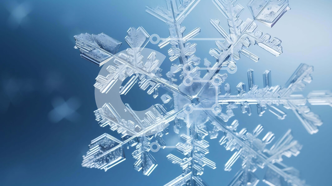 Intra Συλλεκτικό Ξύλινο Παζλ Plywood  4mm - Νιφάδα χιονιού από γυαλί ή κρύσταλλα σε μπλε φόντο Σε Ξύλινο Κουτί - Διαστάσεις: 10x10 cm – 25 κομμάτια