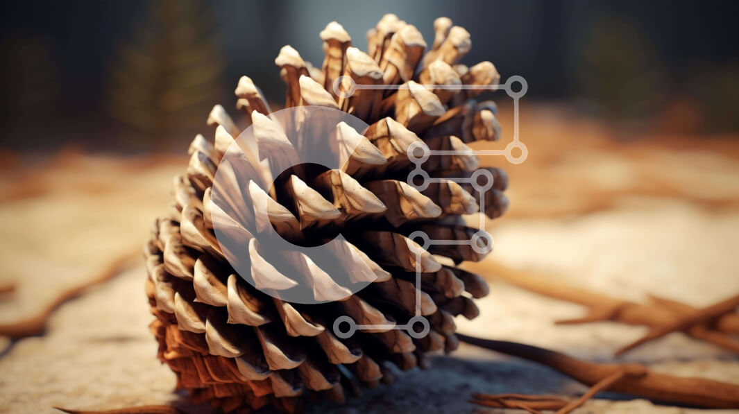 Intra Συλλεκτικό Ξύλινο Παζλ Plywood  4mm - Κουκουνάρι στο έδαφος με τα γύρω κλαδιά και τα φύλλα Σε Ξύλινο Κουτί - Διαστάσεις: 10x10 cm – 25 κομμάτια