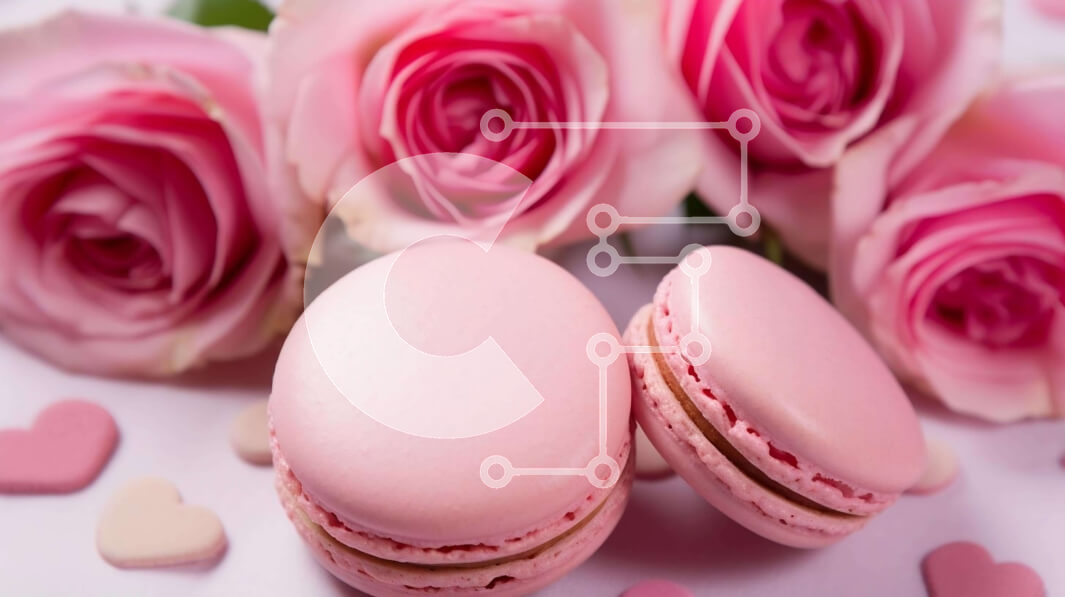 Σετ των 2 Intra Συλλεκτικό Ξύλινο Παζλ Plywood  4mm - Ρομαντικά ροζ αμυγδαλωτά και τριαντάφυλλα σε ένα λευκό τραπέζι Σε Ξύλινο Κουτί - Διαστάσεις: 10x10 cm – 25 κομμάτια