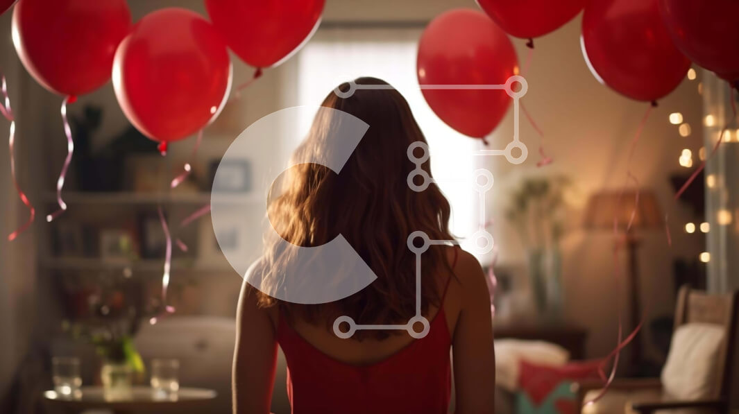 Intra Συλλεκτικό Ξύλινο Παζλ Plywood  4mm - Γυναίκα με κόκκινα μπαλόνια Σε Ξύλινο Κουτί - Διαστάσεις Puzzle: 10x10 cm – 25 κομμάτια