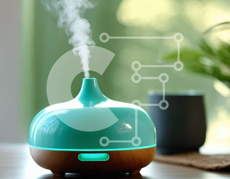 Intra Συλλεκτικό Ξύλινο Παζλ Plywood  4mm - Μοντέρνος διαχύτης κιρκίρι σε ένα γαλήνιο εσωτερικό Σε Ξύλινο Κουτί - Διαστάσεις: 10x10 cm – 25 κομμάτια