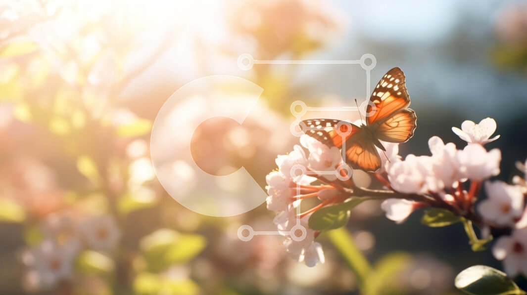 Intra Συλλεκτικό Ξύλινο Παζλ Plywood  4mm - Πεταλούδα στα ροζ λουλούδια στο φως του ήλιου Σε Ξύλινο Κουτί - Διαστάσεις: 10x10 cm – 25 κομμάτια