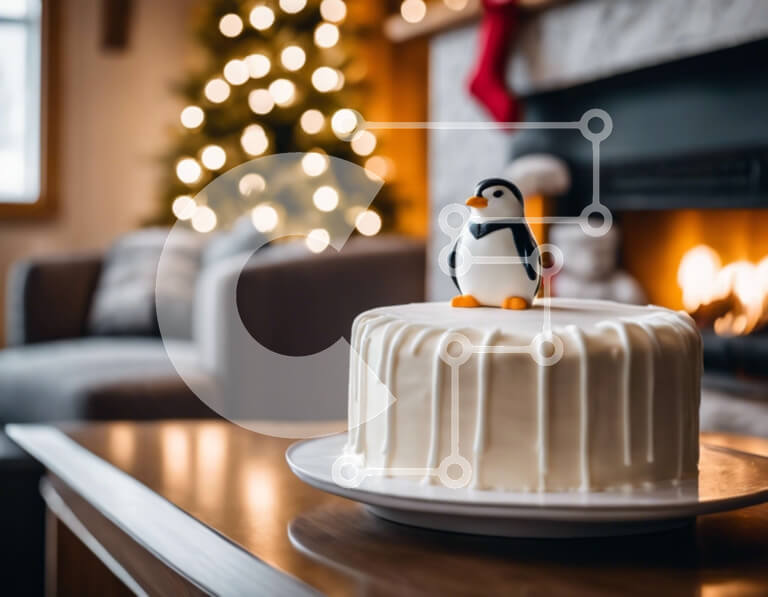 Intra Συλλεκτικό Ξύλινο Παζλ Plywood  4mm - Γιορτινή τούρτα Penguin με Χριστουγεννιάτικα στολίδια Σε Ξύλινο Κουτί - Διαστάσεις: 10x10 cm – 25 κομμάτια