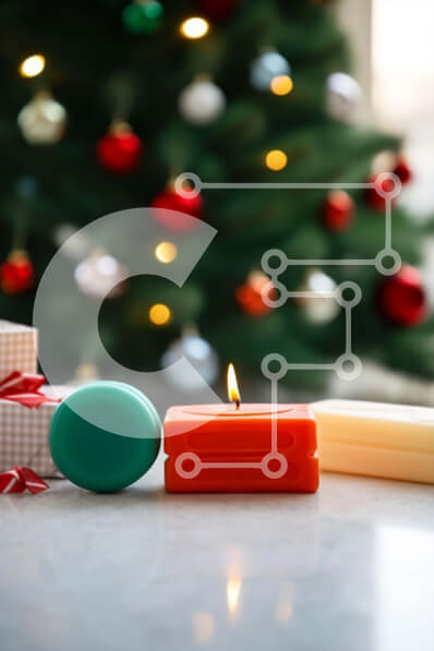 Intra Συλλεκτικό Ξύλινο Παζλ Plywood  4mm - Εορταστική χριστουγεννιάτικη σκηνή με κεριά και δώρα Σε Ξύλινο Κουτί - Διαστάσεις: 10x10 cm – 25 κομμάτια