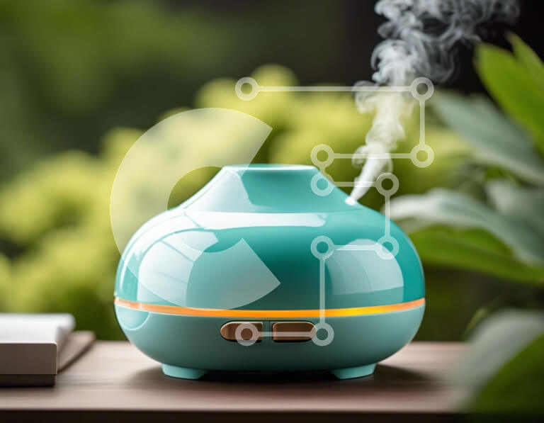 Intra Συλλεκτικό Ξύλινο Παζλ Plywood  4mm - Υγραντήρας Teal με ατμό και φυτά Σε Ξύλινο Κουτί - Διαστάσεις Puzzle: 10x10 cm – 25 κομμάτια