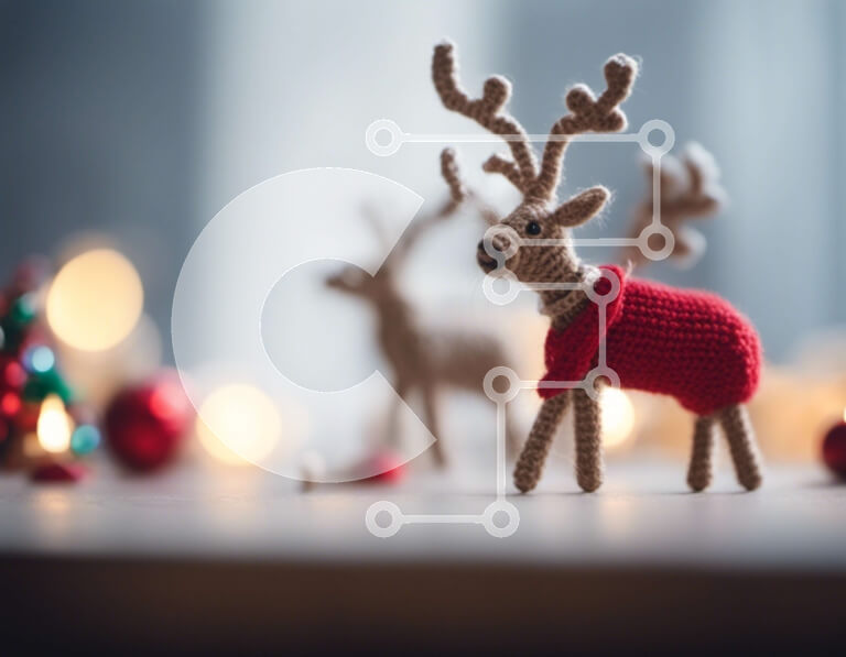 Intra Συλλεκτικό Ξύλινο Παζλ Plywood  4mm - Ειδώλια ταράνδων διακοπών στο τραπέζι Σε Ξύλινο Κουτί - Διαστάσεις: 10x10 cm – 25 κομμάτια