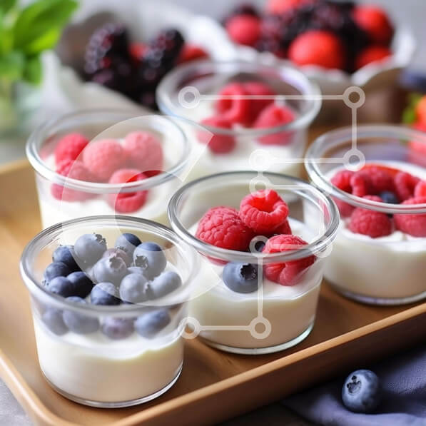 Σετ των 2 Intra Συλλεκτικό Ξύλινο Παζλ Plywood  4mm - Γιαούρτι και μούρα σε γυάλινα κύπελλα Σε Ξύλινο Κουτί - Διαστάσεις: 10x10 cm – 25 κομμάτια