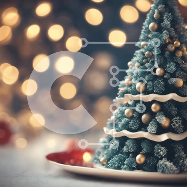 Intra Συλλεκτικό Ξύλινο Παζλ Plywood  4mm - Μπλε χριστουγεννιάτικο δέντρο στο διακοσμημένο πιάτο Σε Ξύλινο Κουτί - Διαστάσεις: 10x10 cm – 25 κομμάτια