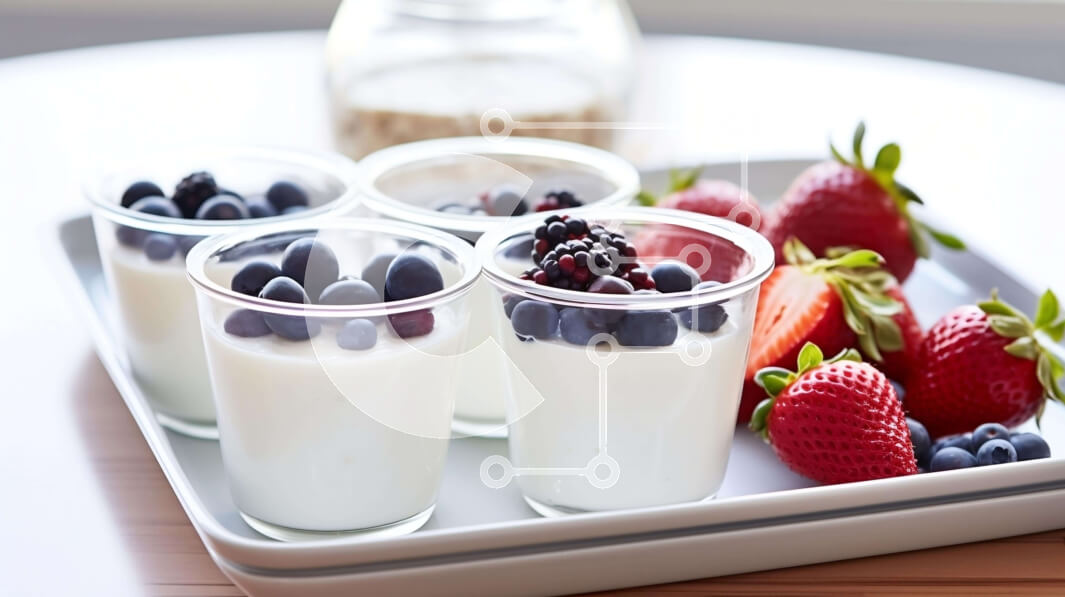 Σετ των 2 Intra Συλλεκτικό Ξύλινο Παζλ Plywood  4mm - Υγιεινό πρωινό με γιαούρτι, μούρα και βρώμη Σε Ξύλινο Κουτί - Διαστάσεις: 10x10 cm – 25 κομμάτια