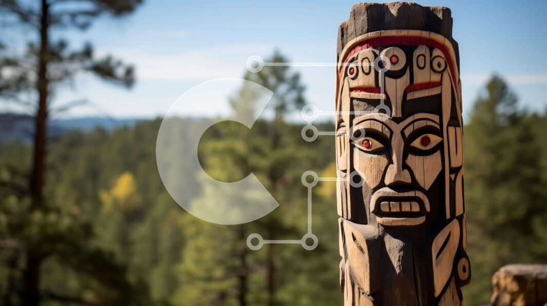 Intra Συλλεκτικό Ξύλινο Παζλ Plywood  4mm - Αυτόχθονος ξύλινος πόλος τοτέμ σε φυσικό περιβάλλον Σε Ξύλινο Κουτί - Διαστάσεις Puzzle: 10x10 cm – 25 κομμάτια