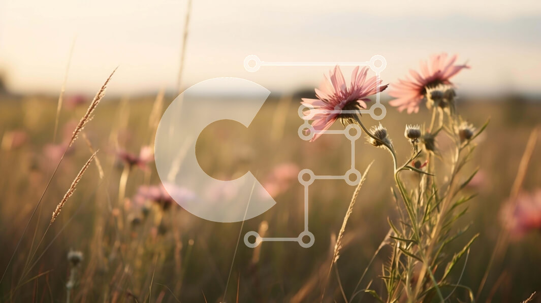 Intra Συλλεκτικό Ξύλινο Παζλ Plywood  4mm - Πεδίο με ψηλά χόρτα και ροζ λουλούδια σε άνθιση Σε Ξύλινο Κουτί - Διαστάσεις: 10x10 cm – 25 κομμάτια