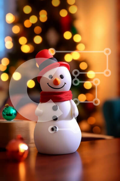 Intra Συλλεκτικό Ξύλινο Παζλ Plywood  4mm - Χριστουγεννιάτικο ειδώλιο χιονάνθρωπου με στολίδια Σε Ξύλινο Κουτί - Διαστάσεις: 10x10 cm – 25 κομμάτια