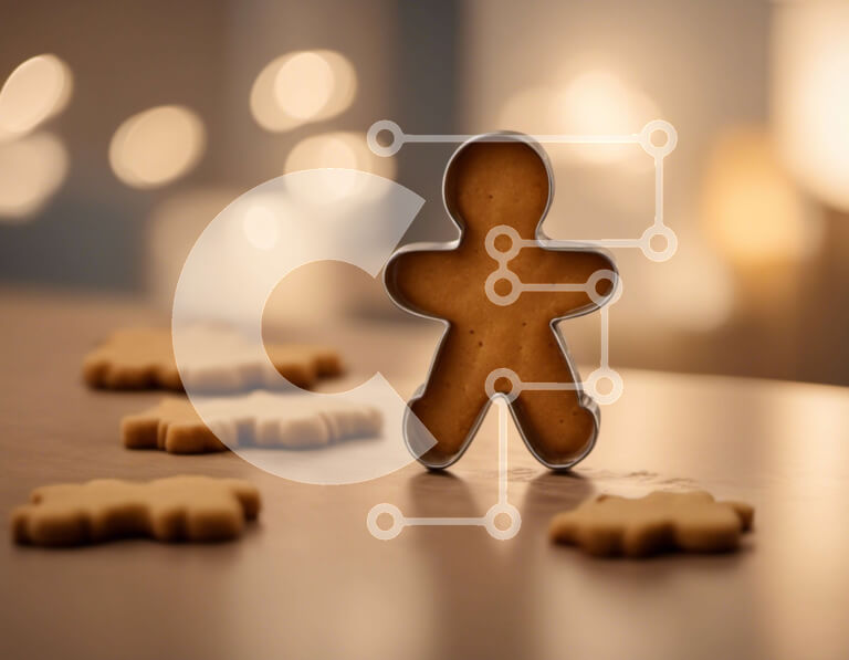 Σετ των 2 Intra Συλλεκτικό Ξύλινο Παζλ Plywood  4mm - Κόφτης μπισκότων Gingerbread Man που περιβάλλεται από φρεσκοψημένα μπισκότα Σε Ξύλινο Κουτί - Διαστάσεις: 10x10 cm – 25 κομμάτια