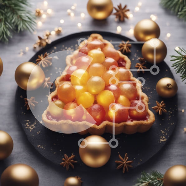 Σετ των 2 Intra Συλλεκτικό Ξύλινο Παζλ Plywood  4mm - Γιορτινή ανάποδη τούρτα με φρούτα και χρυσά στολίδια Σε Ξύλινο Κουτί - Διαστάσεις: 10x10 cm – 25 κομμάτια