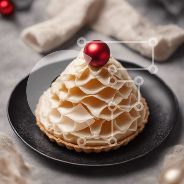 Σετ των 2 Intra Συλλεκτικό Ξύλινο Παζλ Plywood  4mm - Εορταστικό λευκό παγωμένο επιδόρπιο σε μαύρο πιάτο Σε Ξύλινο Κουτί - Διαστάσεις: 10x10 cm – 25 κομμάτια