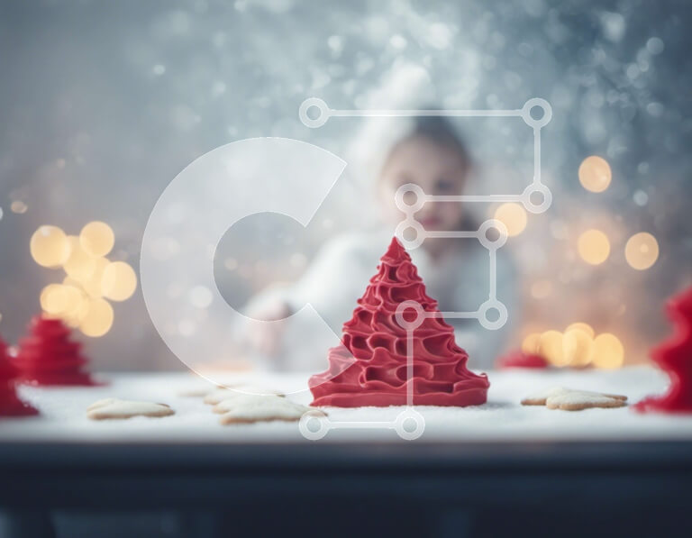 Intra Συλλεκτικό Ξύλινο Παζλ Plywood  4mm - Νεαρό κορίτσι με το χριστουγεννιάτικο δέντρο μπισκότων Σε Ξύλινο Κουτί - Διαστάσεις: 10x10 cm – 25 κομμάτια