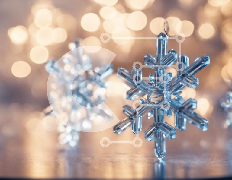 Intra Συλλεκτικό Ξύλινο Παζλ Plywood  4mm - Στολίδια από νιφάδες χιονιού με φώτα Bokeh στο φόντο Σε Ξύλινο Κουτί - Διαστάσεις: 10x10 cm – 25 κομμάτια