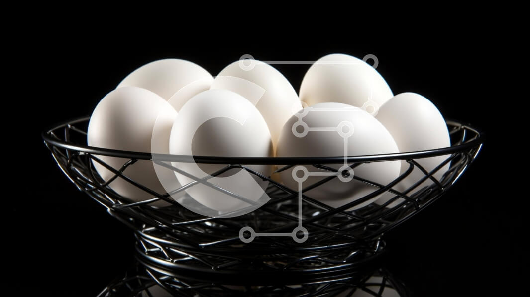 Σετ των 2 Intra Συλλεκτικό Ξύλινο Παζλ Plywood  4mm - Φρέσκα λευκά αυγά σε ένα συρμάτινο καλάθι Σε Ξύλινο Κουτί - Διαστάσεις: 10x10 cm – 25 κομμάτια