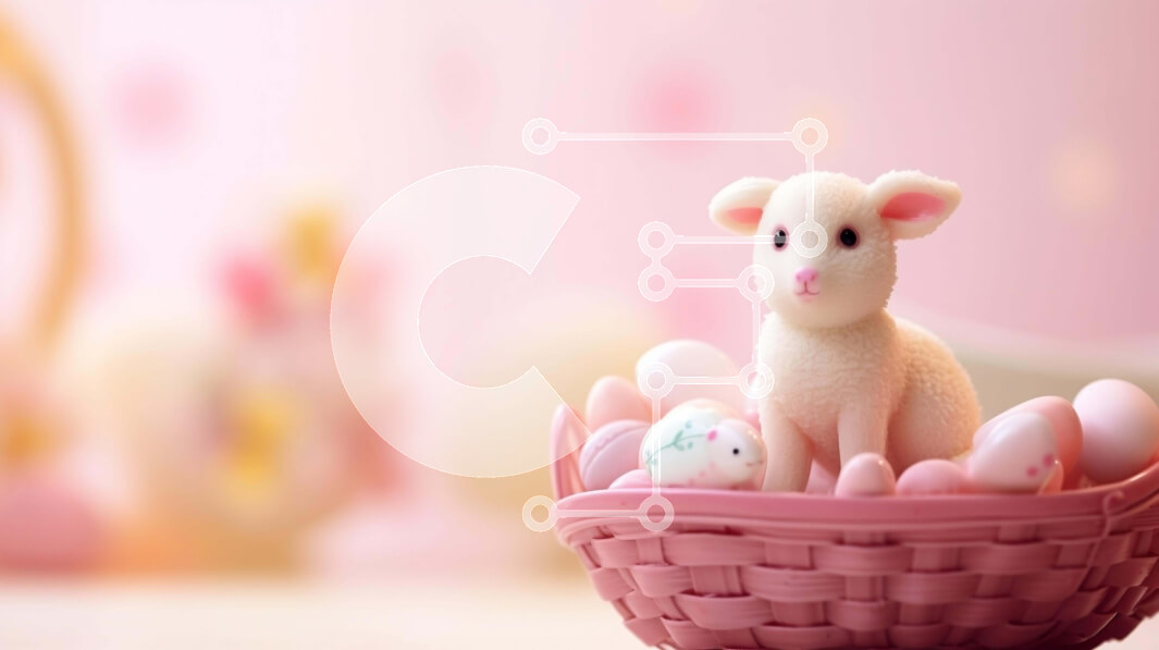 Intra Συλλεκτικό Ξύλινο Παζλ Plywood  4mm - Πασχαλινό αρνί και καλάθι με ροζ κουνελάκια και αυγά Σε Ξύλινο Κουτί - Διαστάσεις: 10x10 cm – 25 κομμάτια