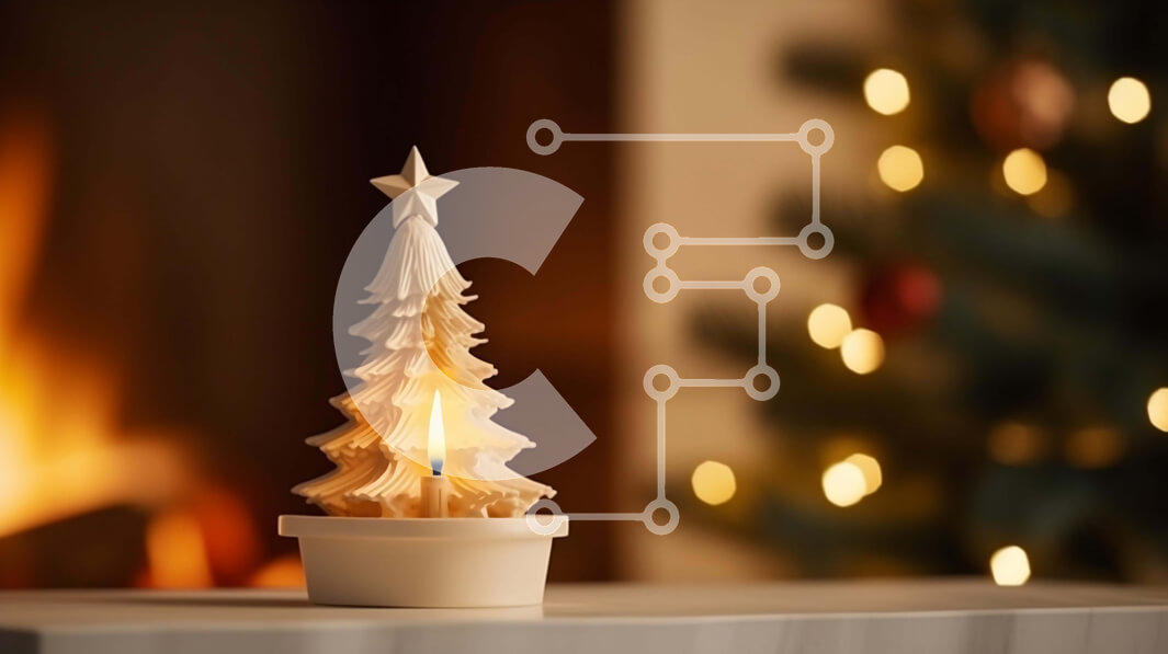 Intra Συλλεκτικό Ξύλινο Παζλ Plywood  4mm - Ξύλινος στολισμός χριστουγεννιάτικου δέντρου μπροστά από τζάκι Σε Ξύλινο Κουτί - Διαστάσεις: 10x10 cm – 25 κομμάτια