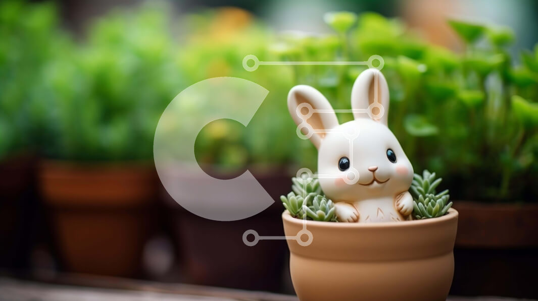 Intra Συλλεκτικό Ξύλινο Παζλ Plywood  4mm - Ειδώλιο λαγουδάκι άνοιξη και Πάσχα σε γλάστρα Σε Ξύλινο Κουτί - Διαστάσεις Puzzle: 10x10 cm – 25 κομμάτια