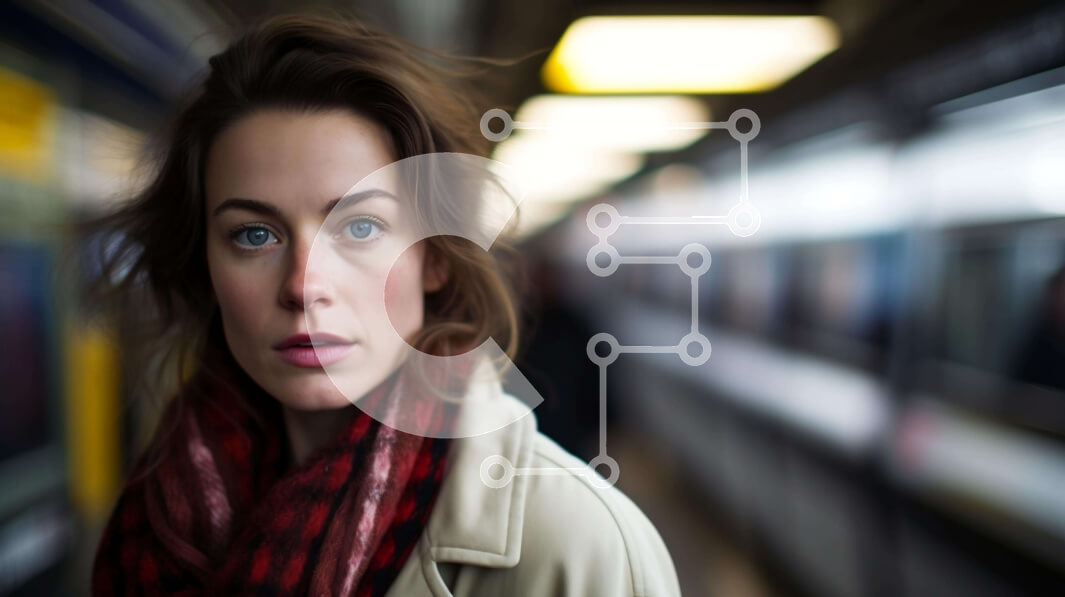 Intra Συλλεκτικό Ξύλινο Παζλ Plywood  4mm - Γυναίκα που στέκεται στο σταθμό του μετρό με την πλάτη της στις γραμμές του τρένου Σε Ξύλινο Κουτί - Διαστάσεις Puzzle: 10x10 cm – 25 κομμάτια