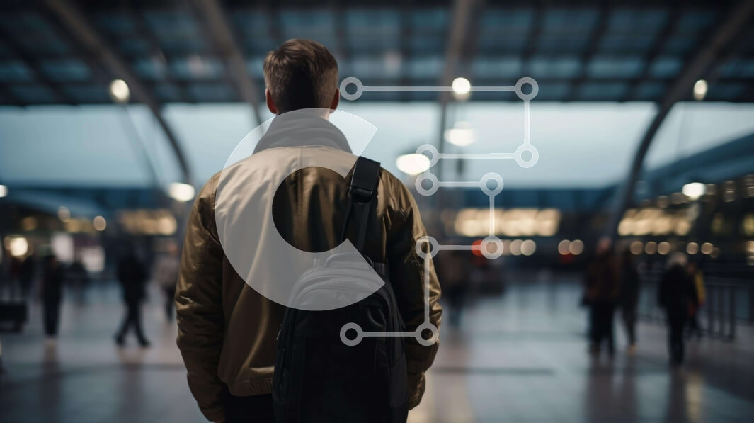 Intra Συλλεκτικό Ξύλινο Παζλ Plywood  4mm - Άνθρωπος τη νύχτα στο αεροδρόμιο ή στο σιδηροδρομικό σταθμό με σακίδιο Σε Ξύλινο Κουτί - Διαστάσεις Puzzle: 10x10 cm – 25 κομμάτια