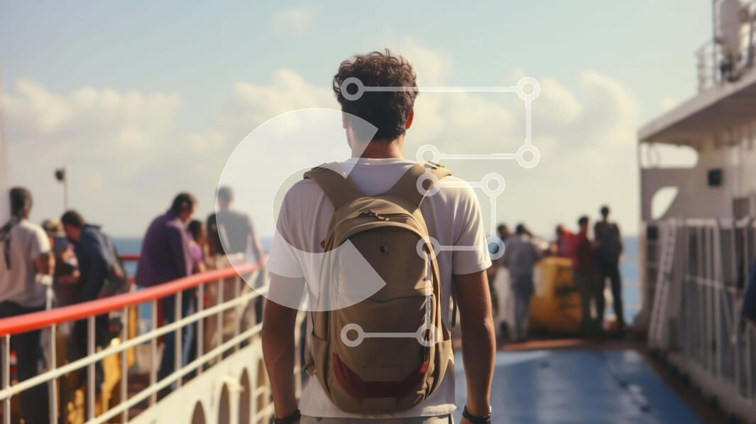 Intra Συλλεκτικό Ξύλινο Παζλ Plywood  4mm - Άτομο που απολαμβάνει τη θέα σε ένα πορθμείο ανοιχτού καταστρώματος Σε Ξύλινο Κουτί - Διαστάσεις Puzzle: 10x10 cm – 25 κομμάτια