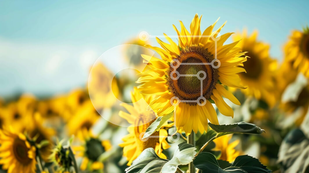 Intra Συλλεκτικό Ξύλινο Παζλ Plywood  4mm - Ζωντανό χωράφι με ηλιοτρόπια σε άνθιση Σε Ξύλινο Κουτί - Διαστάσεις: 10x10 cm – 25 κομμάτια