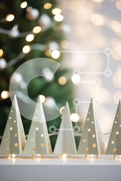 Intra Συλλεκτικό Ξύλινο Παζλ Plywood  4mm - Εορταστικά στολίδια λευκού δέντρου για την εορταστική περίοδο Σε Ξύλινο Κουτί - Διαστάσεις: 10x10 cm – 25 κομμάτια