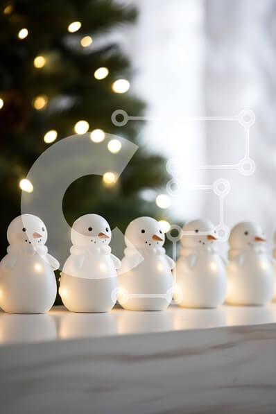 Intra Συλλεκτικό Ξύλινο Παζλ Plywood  4mm - Ειδώλια χιονάνθρωποι σε μανδύα με χριστουγεννιάτικο δέντρο Σε Ξύλινο Κουτί - Διαστάσεις: 10x10 cm – 25 κομμάτια