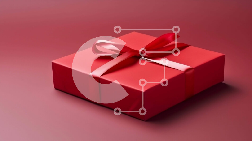 Intra Συλλεκτικό Ξύλινο Παζλ Plywood  4mm - Κόκκινο κουτί δώρου τυλιγμένο σε χαρτομάντιλο σε κόκκινο φόντο Σε Ξύλινο Κουτί - Διαστάσεις Puzzle: 10x10 cm – 25 κομμάτια