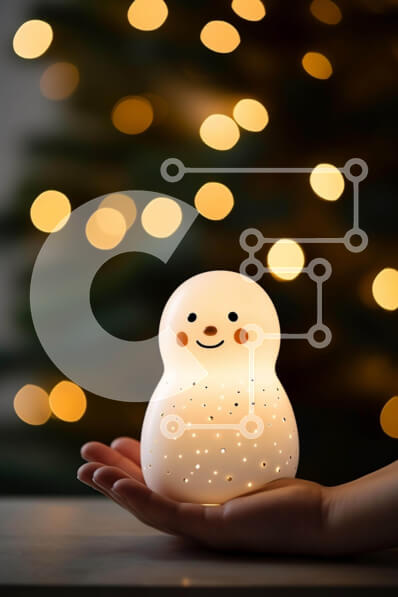 Intra Συλλεκτικό Ξύλινο Παζλ Plywood  4mm - Λάμπα σε σχήμα χιονάνθρωπου στο χέρι τα Χριστούγεννα Σε Ξύλινο Κουτί - Διαστάσεις: 10x10 cm – 25 κομμάτια