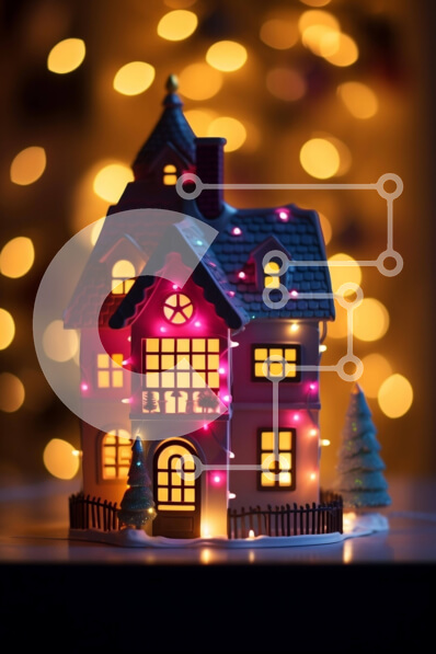 Intra Συλλεκτικό Ξύλινο Παζλ Plywood  4mm - Διακοσμημένο σπίτι σε μινιατούρα για τις γιορτές Σε Ξύλινο Κουτί - Διαστάσεις: 10x10 cm – 25 κομμάτια