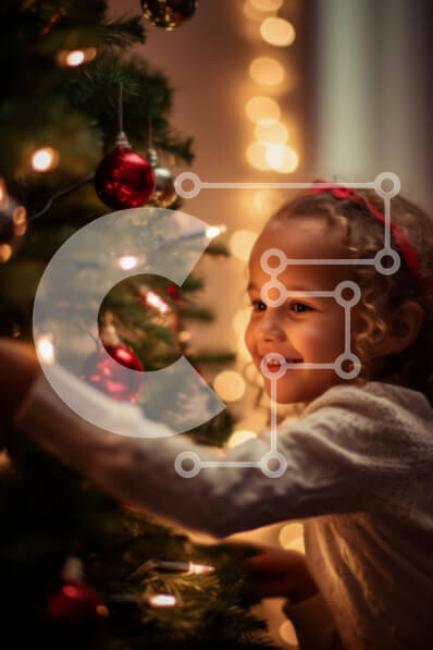 Intra Συλλεκτικό Ξύλινο Παζλ Plywood  4mm - Νεαρό κορίτσι που διακοσμεί το χριστουγεννιάτικο δέντρο με τα στολίδια Σε Ξύλινο Κουτί - Διαστάσεις: 10x10 cm – 25 κομμάτια