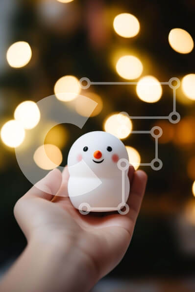 Intra Συλλεκτικό Ξύλινο Παζλ Plywood  4mm - Παιχνίδι χιονάνθρωπος που κρατιέται στο χέρι με φωτισμένο φόντο χριστουγεννιάτικου δέντρου Σε Ξύλινο Κουτί - Διαστάσεις: 10x10 cm – 25 κομμάτια