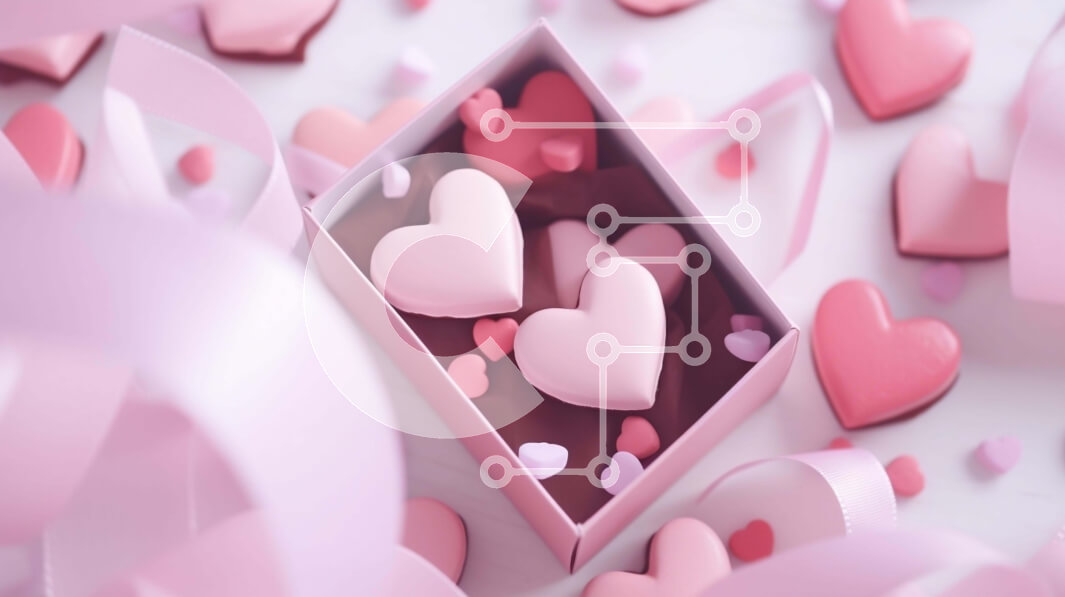 Intra Συλλεκτικό Ξύλινο Παζλ Plywood  4mm - Ροζ κουτιά και κορδέλες σε σχήμα καρδιάς Σε Ξύλινο Κουτί - Διαστάσεις Puzzle: 10x10 cm – 25 κομμάτια